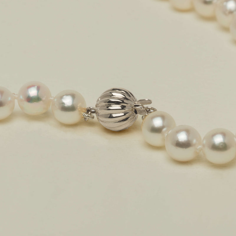 9ct White Gold Akoya 6-6.5mm Pearl Strand - 45cm