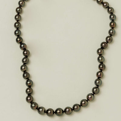 9ct White Gold 8-10mm Black Pearl Strand 44cm - Necklace - Walker & Hall