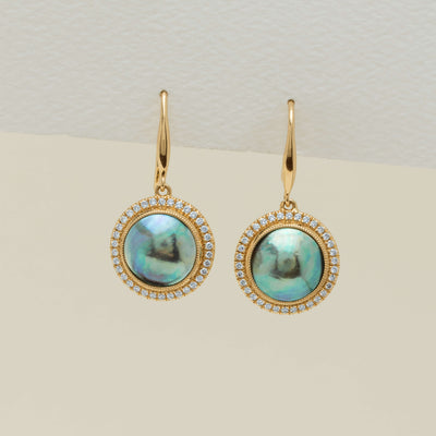 18ct Yellow Gold 9mm Paua Pearl Daisy Earrings - Earrings - Walker & Hall