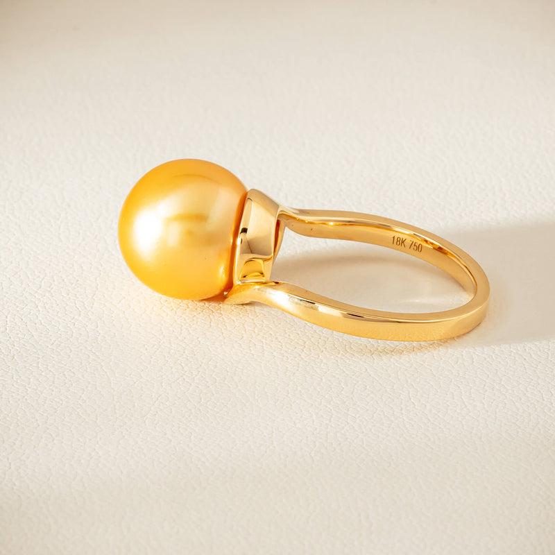 18ct Yellow Gold 12mm Golden South Sea Pearl Ring - Ring - Walker & Hall