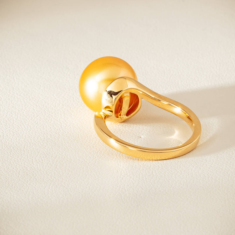 18ct Yellow Gold 12mm Golden South Sea Pearl Ring - Ring - Walker & Hall