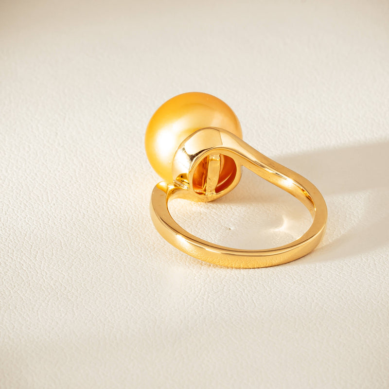 18ct Yellow Gold 12mm Golden South Sea Pearl Ring - Ring - Walker & Hall