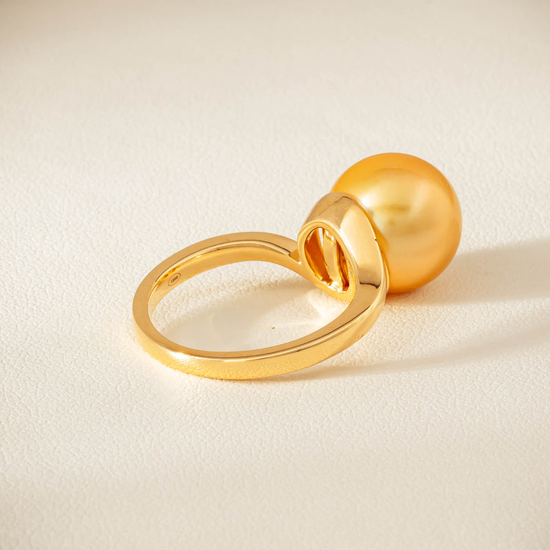 18ct Yellow Gold 12mm Golden South Sea Pearl Ring - Ring - Walker & Hall