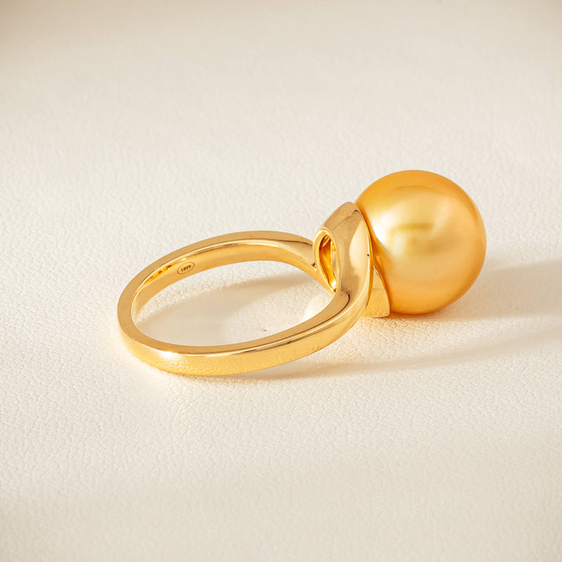 18ct Yellow Gold 12mm Golden South Sea Pearl Ring - Ring - Walker & Hall