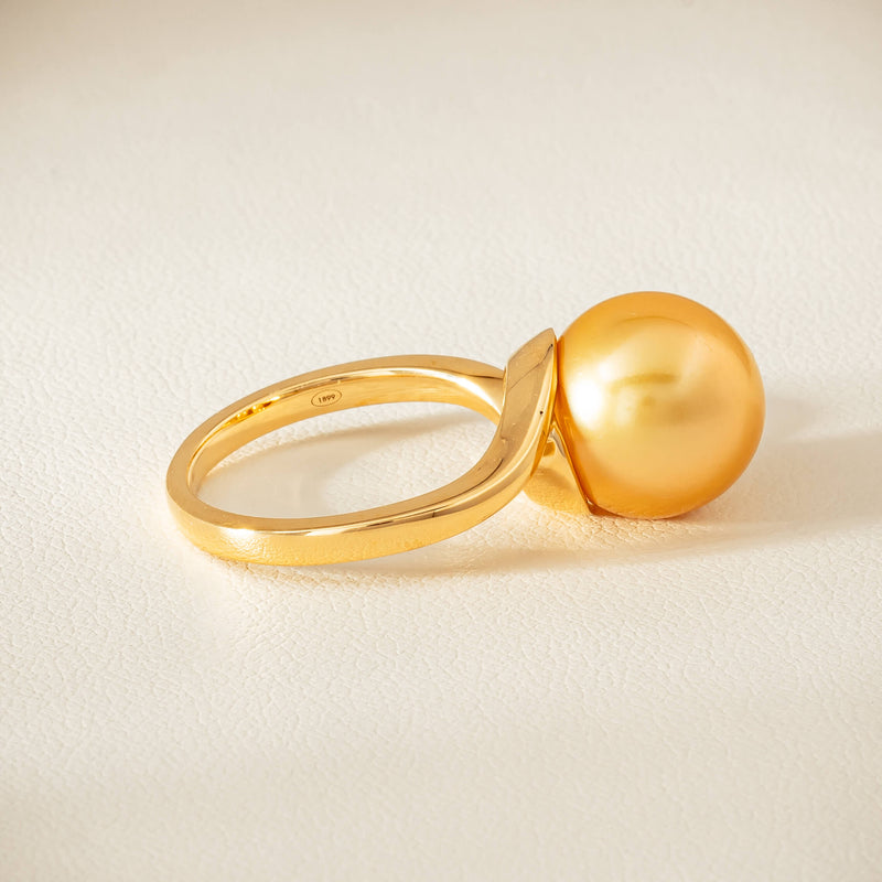 18ct Yellow Gold 12mm Golden South Sea Pearl Ring - Ring - Walker & Hall