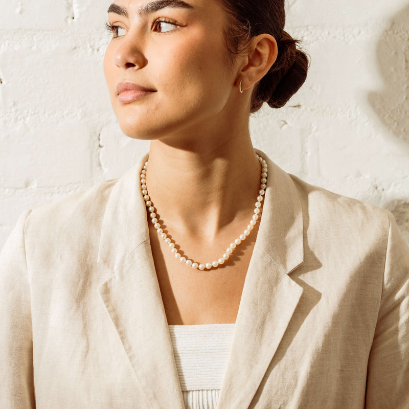 Deja Vu 9ct Yellow Gold 6-6.5mm Akoya Pearl Strand 40cm - Necklace - Walker & Hall
