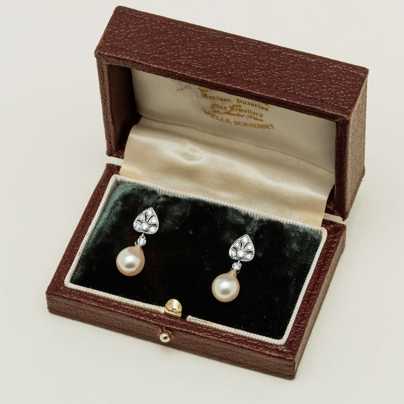 Deja Vu 18ct White Gold Akoya Pearl & Diamond Earrings - Earrings - Walker & Hall