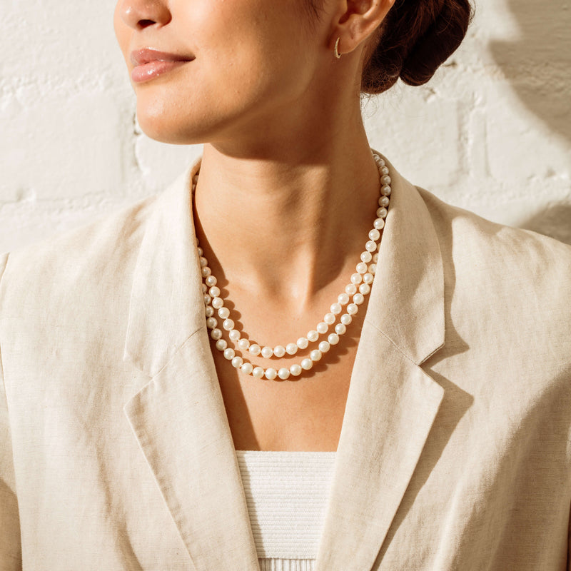 Deja Vu 9ct Yellow Gold Cultured Pearl & Sapphire Strand