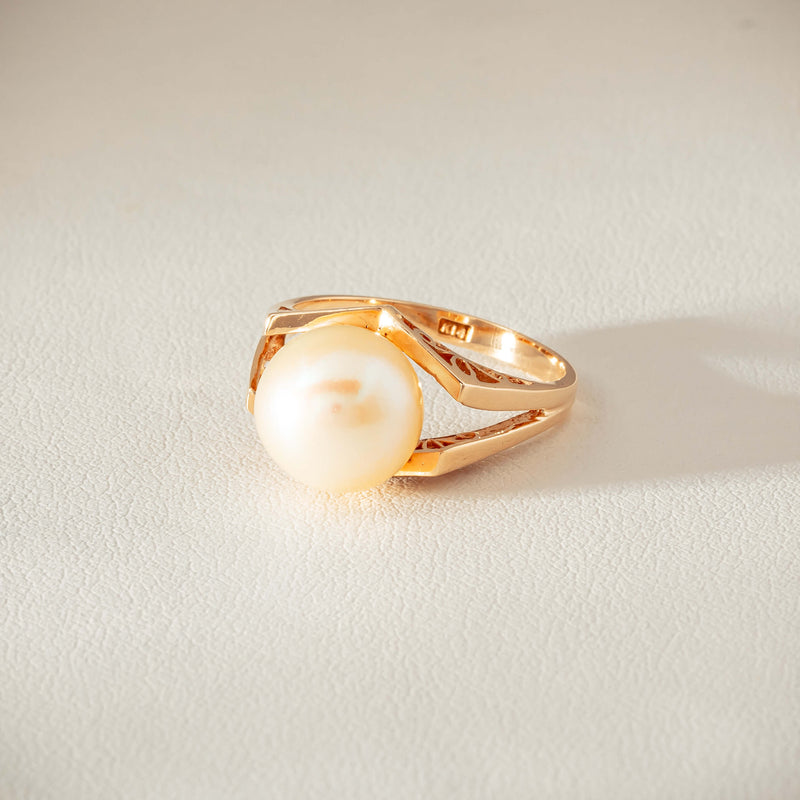 Deja Vu 14ct Rose Gold 10mm Akoya Pearl Ring - Ring - Walker & Hall