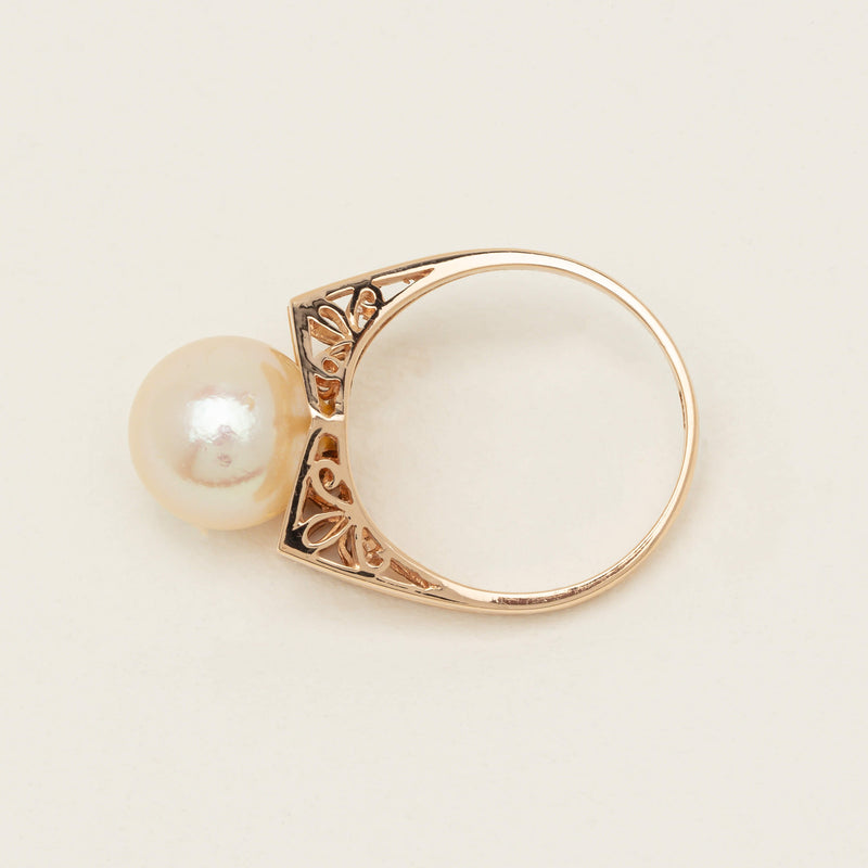 Deja Vu 14ct Rose Gold 10mm Akoya Pearl Ring - Ring - Walker & Hall