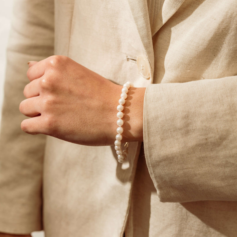 9ct Yellow Gold 6-6.5mm Akoya Pearl Bracelet