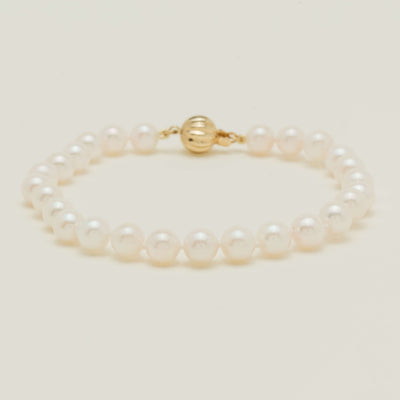 9ct Yellow Gold 6-6.5mm Akoya Pearl Bracelet