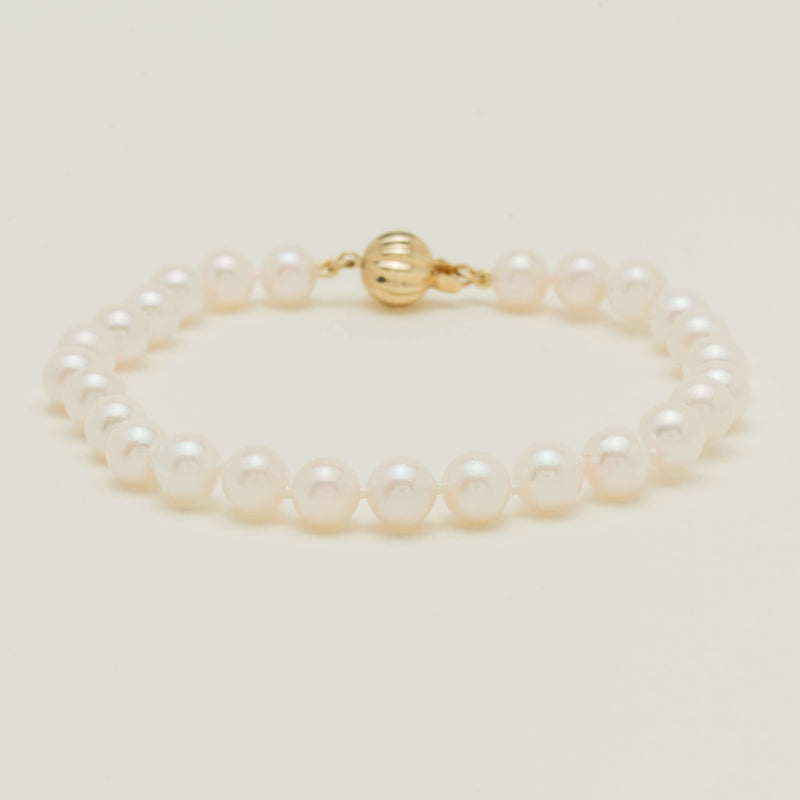 9ct Yellow Gold 6-6.5mm Akoya Pearl Bracelet