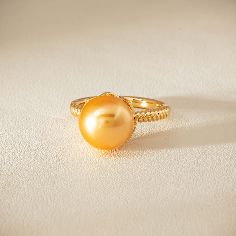 18ct Yellow Gold 11.2mm Golden Pearl Selene Ring