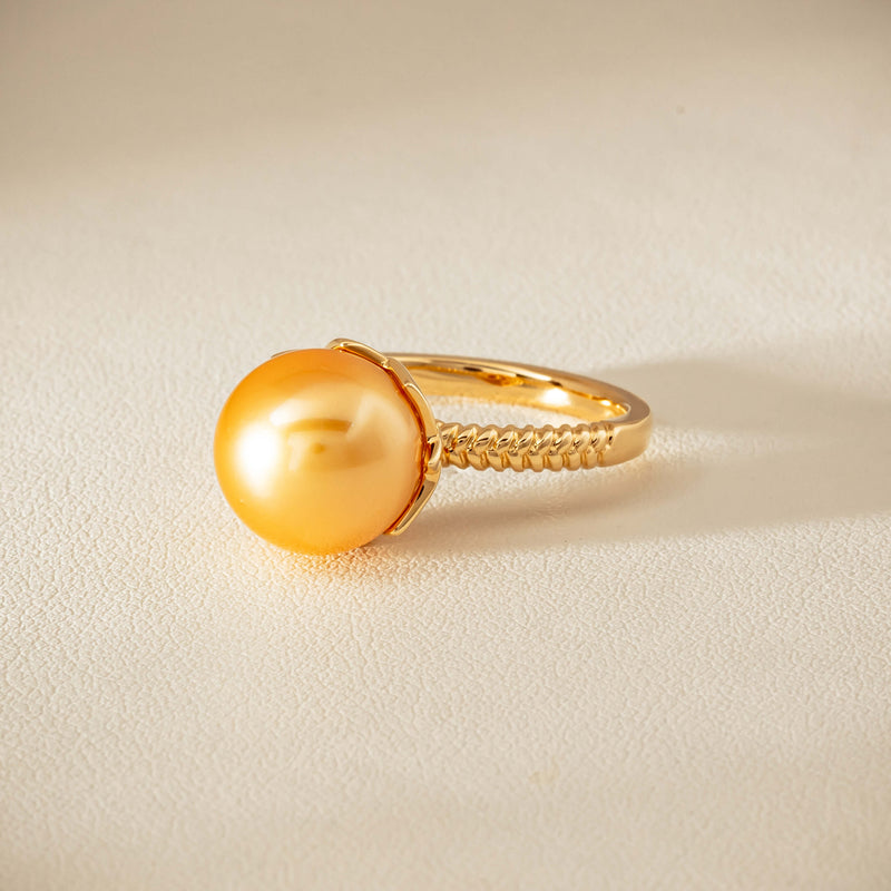 18ct Yellow Gold 11.2mm Golden Pearl Selene Ring