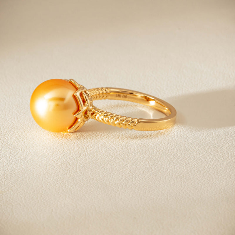 18ct Yellow Gold 11.2mm Golden Pearl Selene Ring