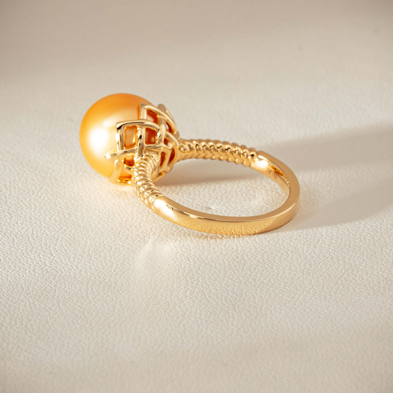 18ct Yellow Gold 11.2mm Golden Pearl Selene Ring