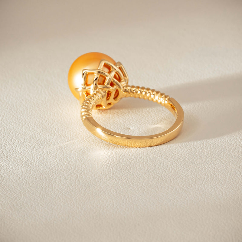 18ct Yellow Gold 11.2mm Golden Pearl Selene Ring