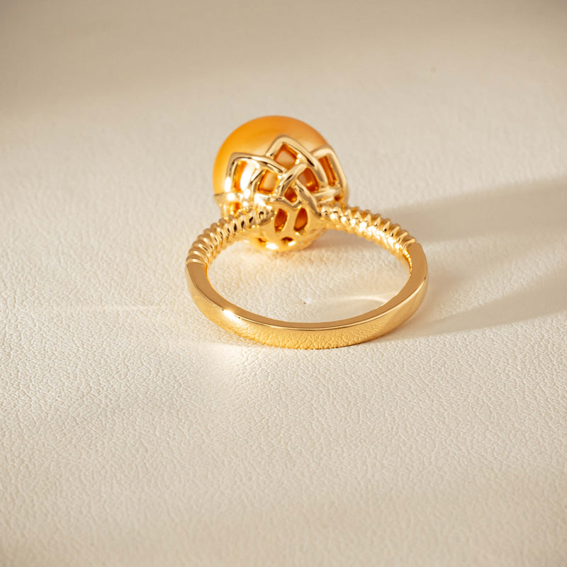 18ct Yellow Gold 11.2mm Golden Pearl Selene Ring