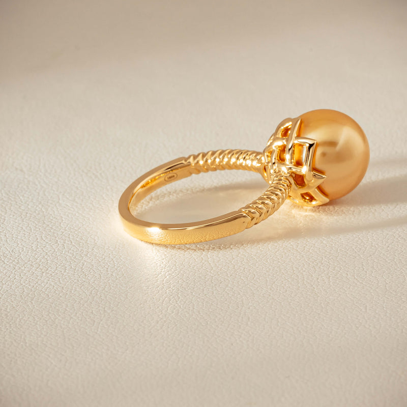 18ct Yellow Gold 11.2mm Golden Pearl Selene Ring