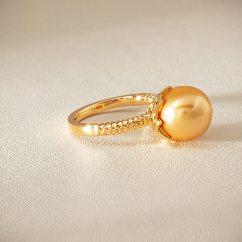 18ct Yellow Gold 11.2mm Golden Pearl Selene Ring