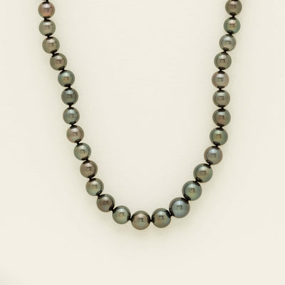 9ct White Gold 8-11mm Black Pearl Strand 45cm