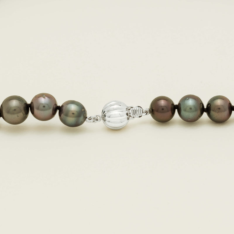 9ct White Gold 8-11mm Black Pearl Strand 45cm
