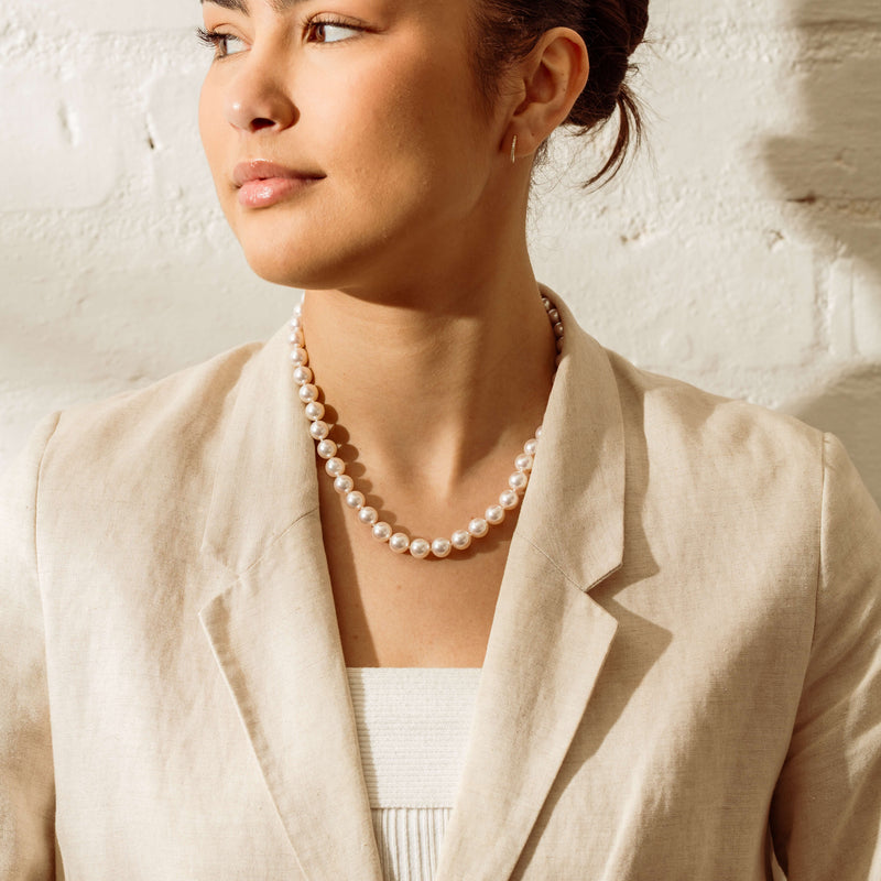 18ct Yellow Gold Akoya 9-9.5mm Pearl Strand - 44cm