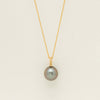 18ct Yellow Gold 13.6mm Black Pearl Twine Pendant