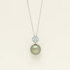 18ct White Gold 13mm Black Pearl Diamond Milgrain Pendant