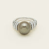 Deja Vu Platinum 13mm Black Pearl & Diamond Ring