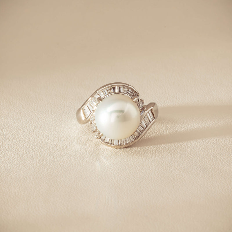Deja Vu Platinum 11.5mm South Sea Pearl & Diamond Ring