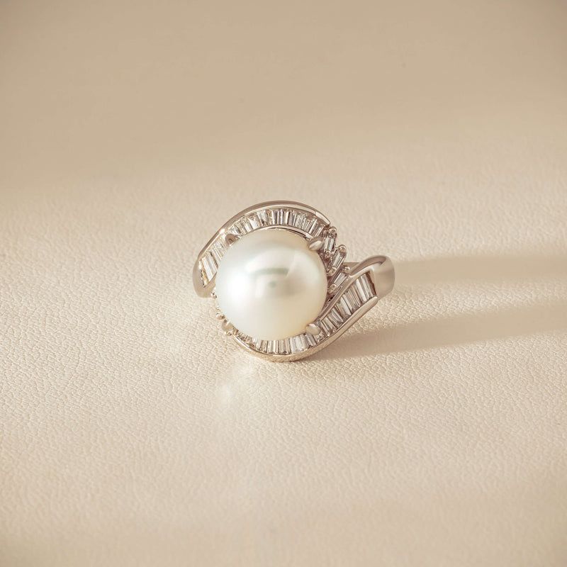 Deja Vu Platinum 11.5mm South Sea Pearl & Diamond Ring