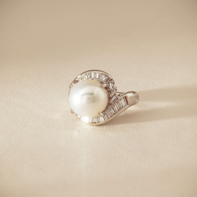 Deja Vu Platinum 11.5mm South Sea Pearl & Diamond Ring
