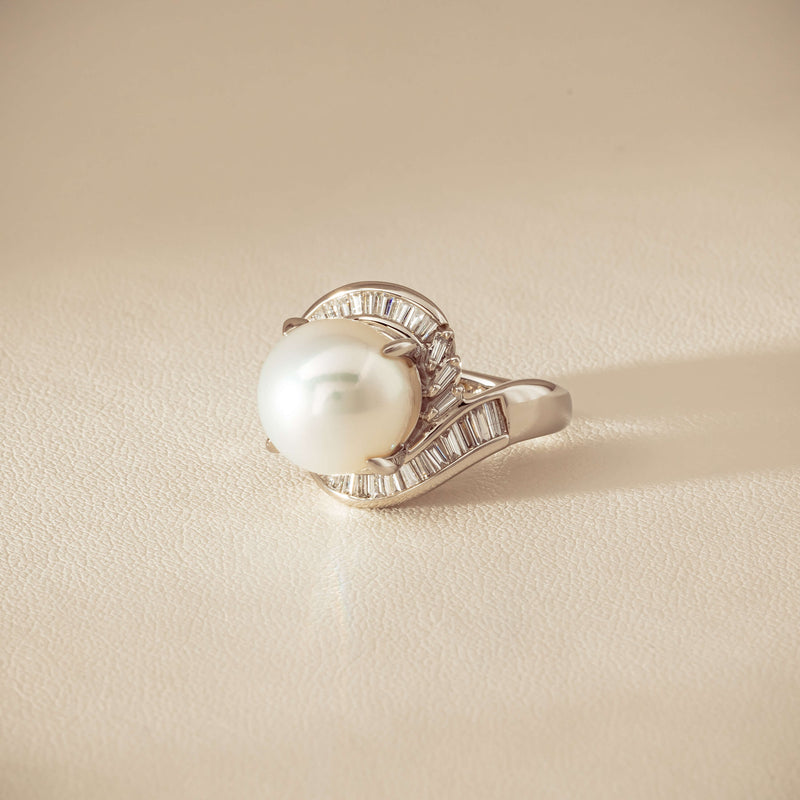 Deja Vu Platinum 11.5mm South Sea Pearl & Diamond Ring