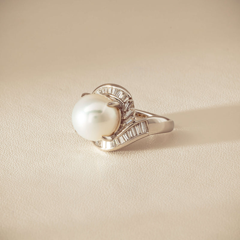 Deja Vu Platinum 11.5mm South Sea Pearl & Diamond Ring