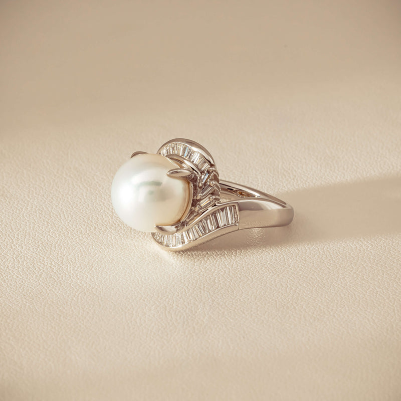 Deja Vu Platinum 11.5mm South Sea Pearl & Diamond Ring