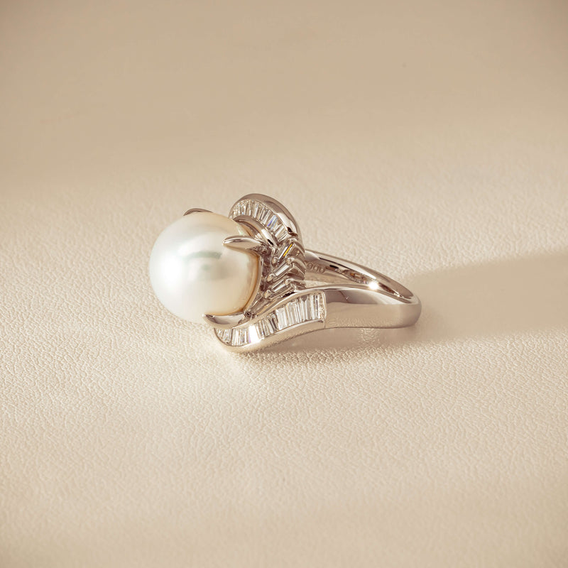 Deja Vu Platinum 11.5mm South Sea Pearl & Diamond Ring