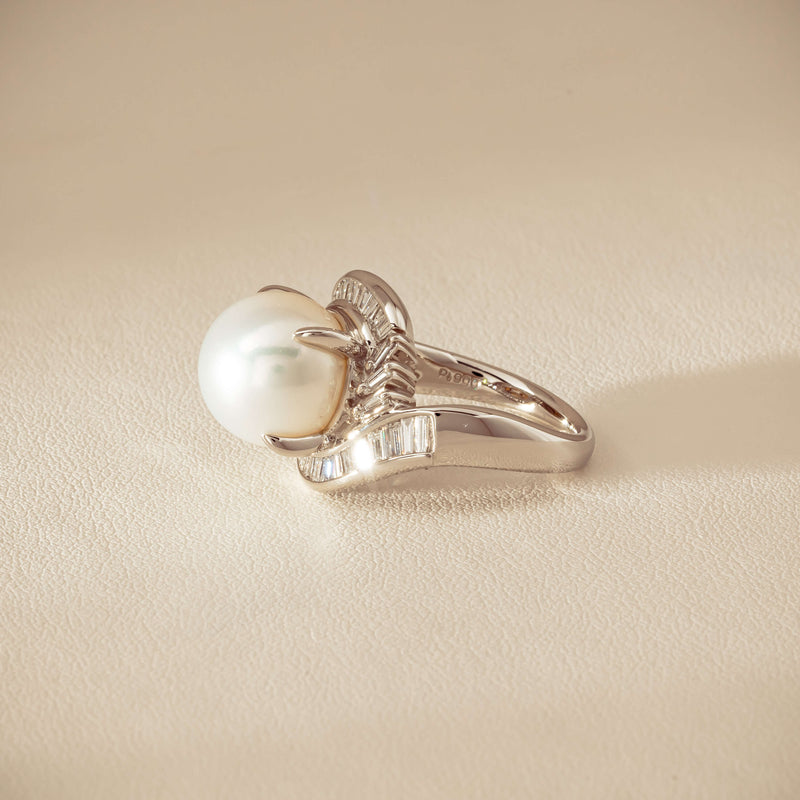 Deja Vu Platinum 11.5mm South Sea Pearl & Diamond Ring