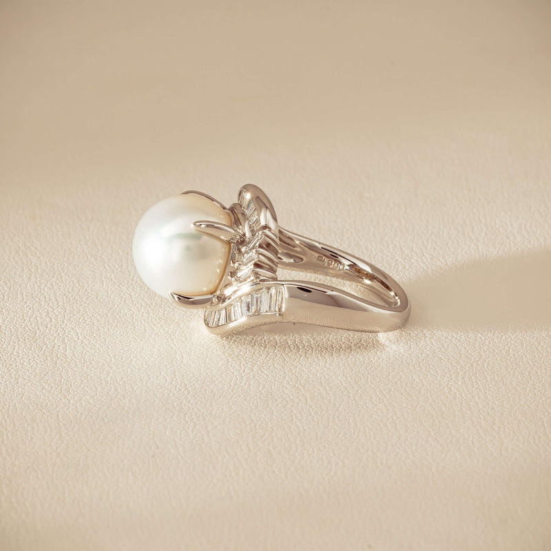 Deja Vu Platinum 11.5mm South Sea Pearl & Diamond Ring