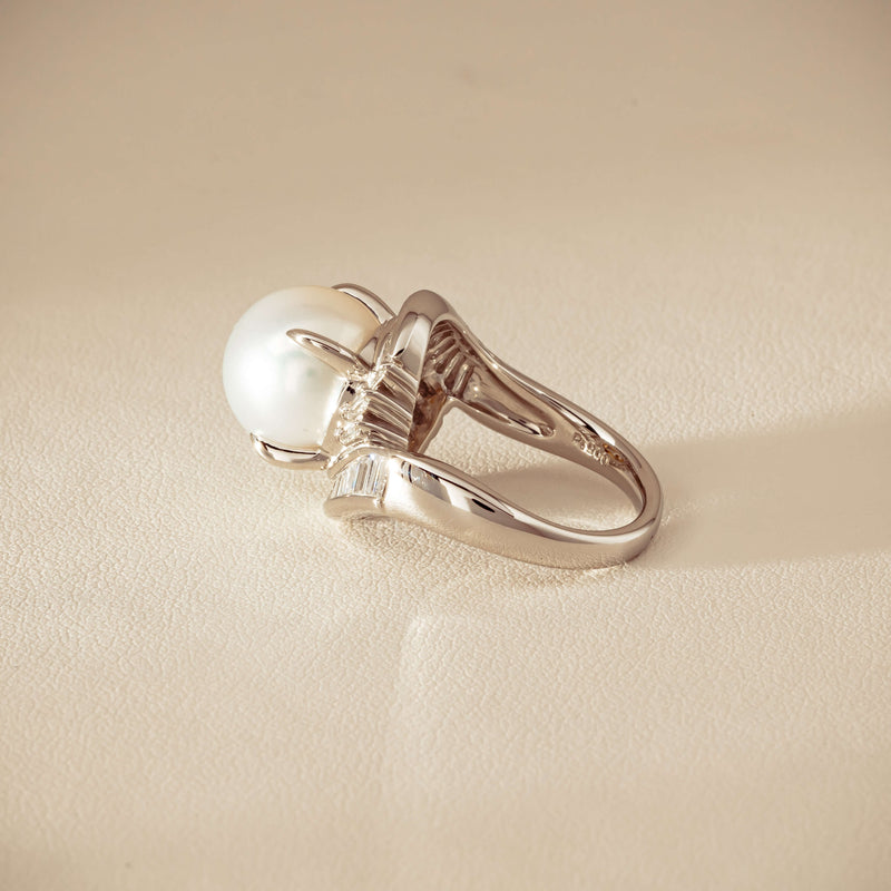 Deja Vu Platinum 11.5mm South Sea Pearl & Diamond Ring