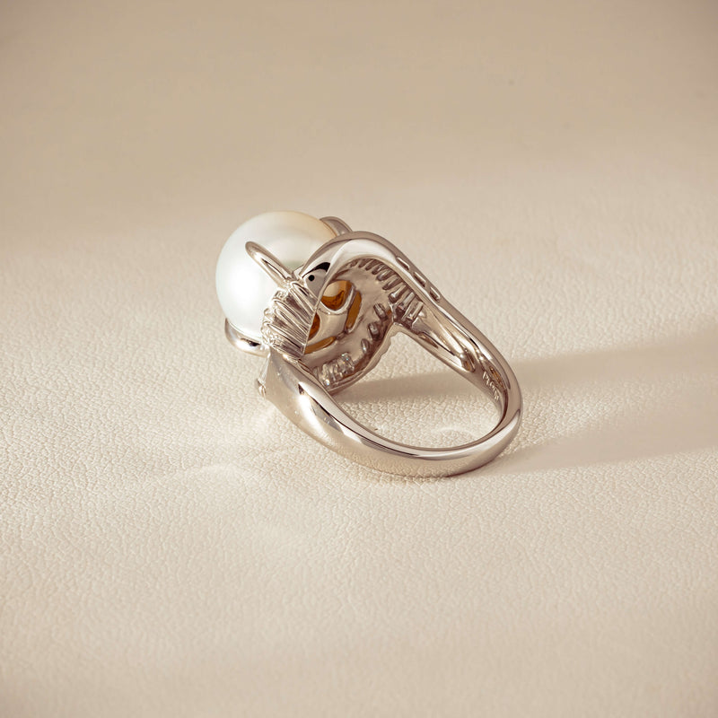 Deja Vu Platinum 11.5mm South Sea Pearl & Diamond Ring