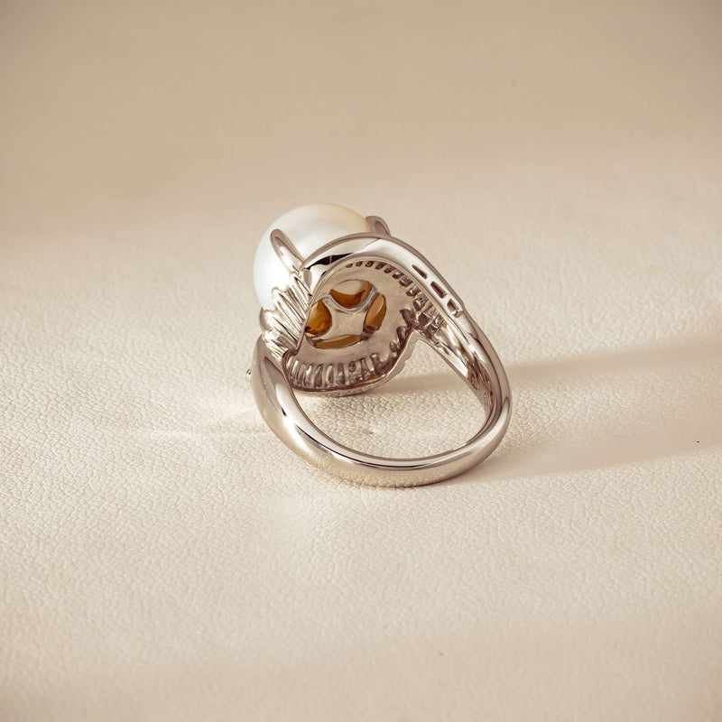 Deja Vu Platinum 11.5mm South Sea Pearl & Diamond Ring