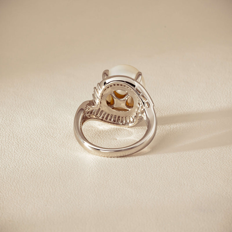 Deja Vu Platinum 11.5mm South Sea Pearl & Diamond Ring