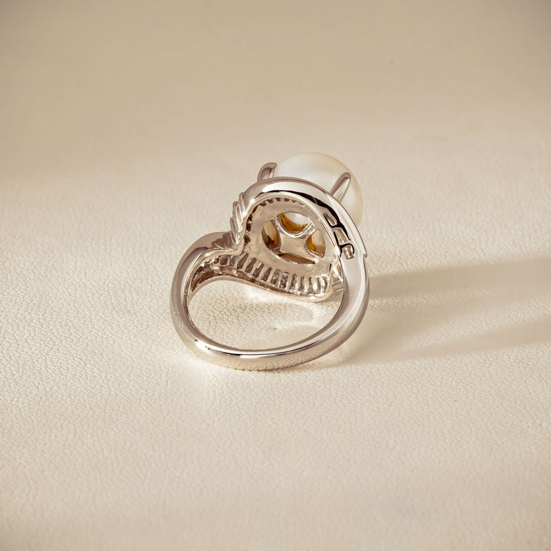 Deja Vu Platinum 11.5mm South Sea Pearl & Diamond Ring