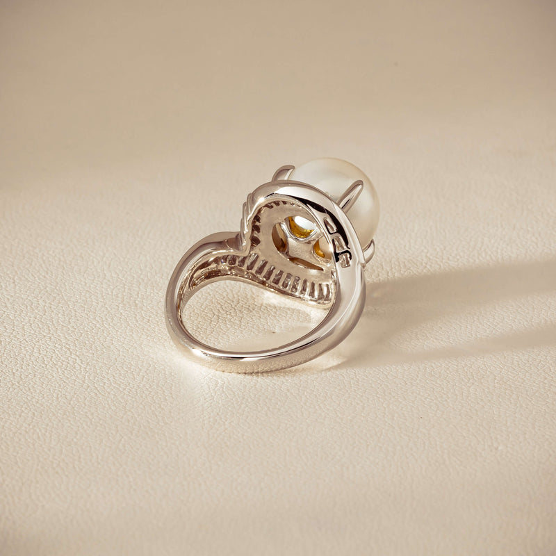 Deja Vu Platinum 11.5mm South Sea Pearl & Diamond Ring