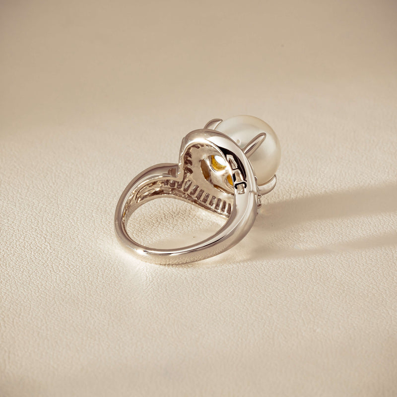 Deja Vu Platinum 11.5mm South Sea Pearl & Diamond Ring