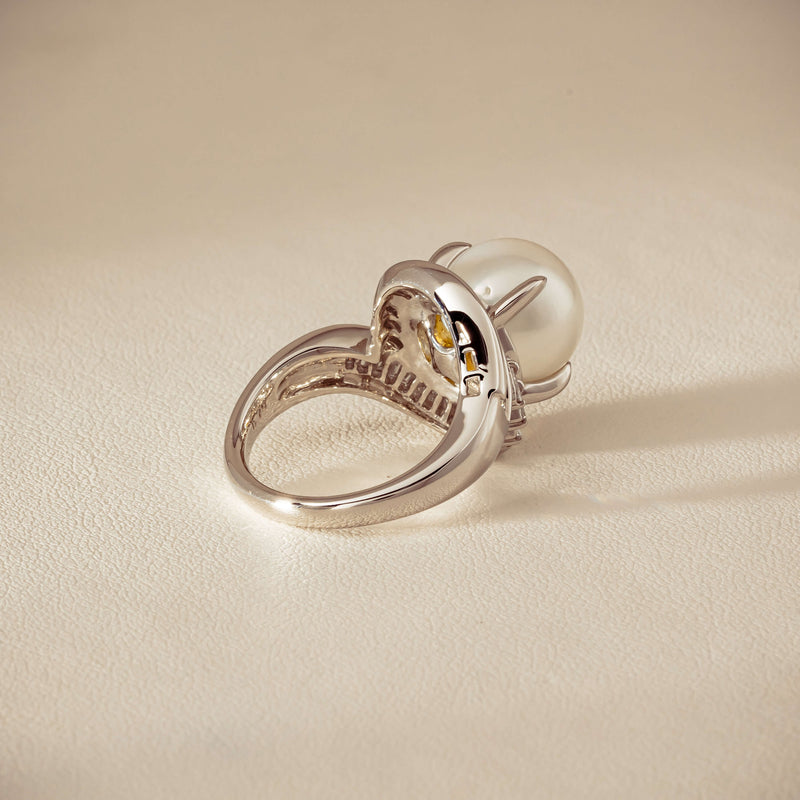 Deja Vu Platinum 11.5mm South Sea Pearl & Diamond Ring