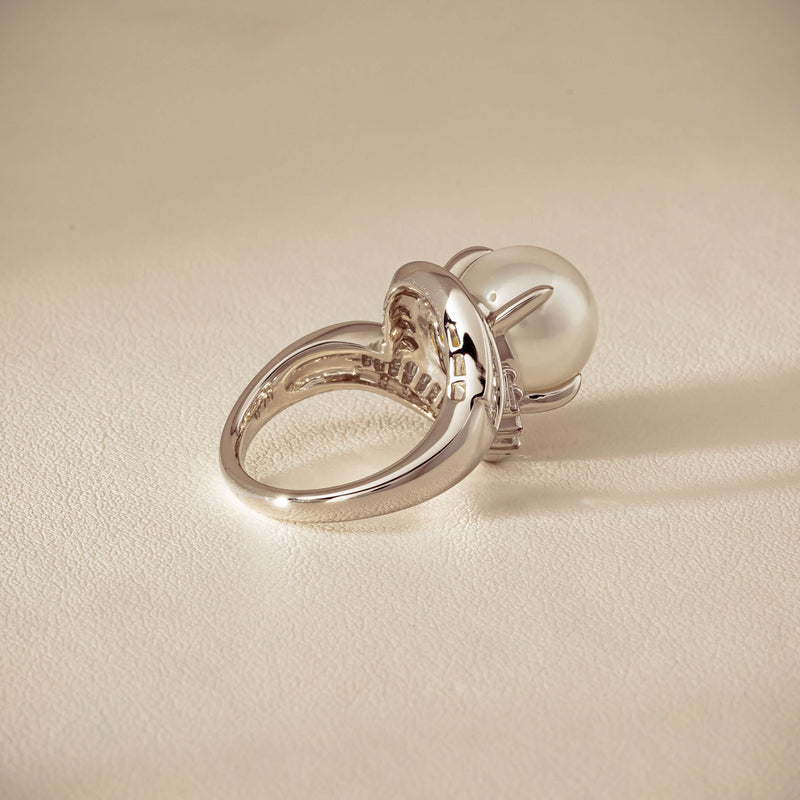 Deja Vu Platinum 11.5mm South Sea Pearl & Diamond Ring