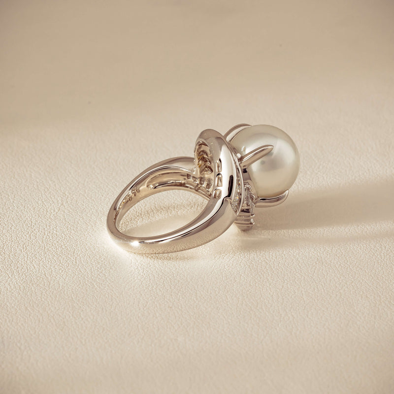 Deja Vu Platinum 11.5mm South Sea Pearl & Diamond Ring